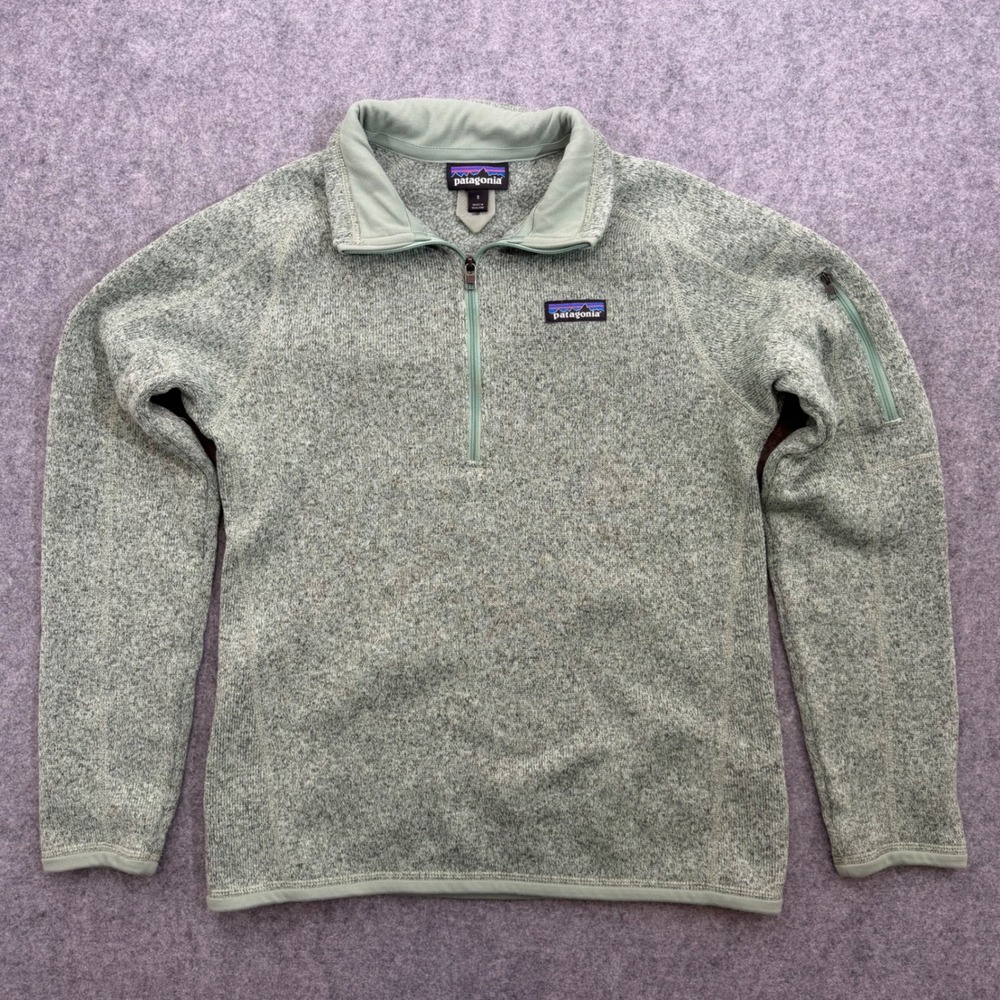 Patagonia Better Sweater 1/4 Zip Pullover Sage Green Heathered Fleece Womens S